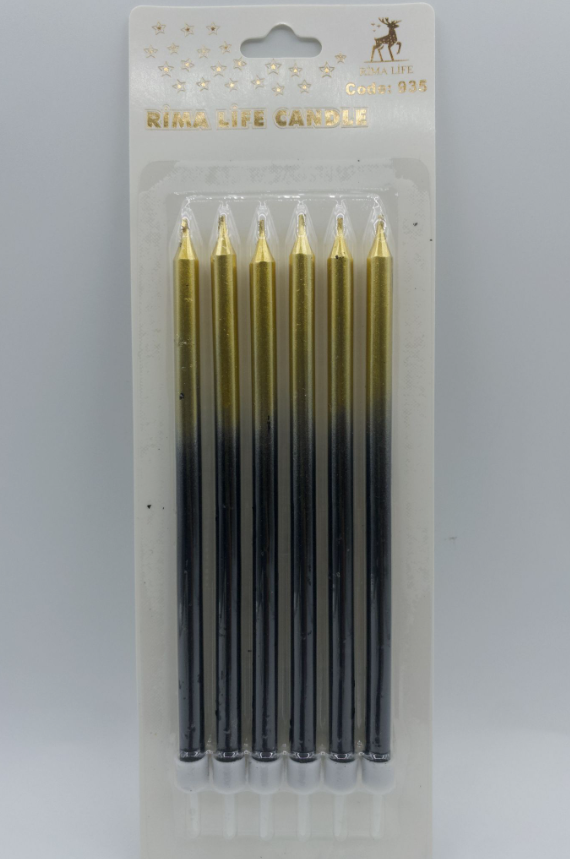 Altın Siyah Doğum Günü Mumu 6 Lı Kod: 935